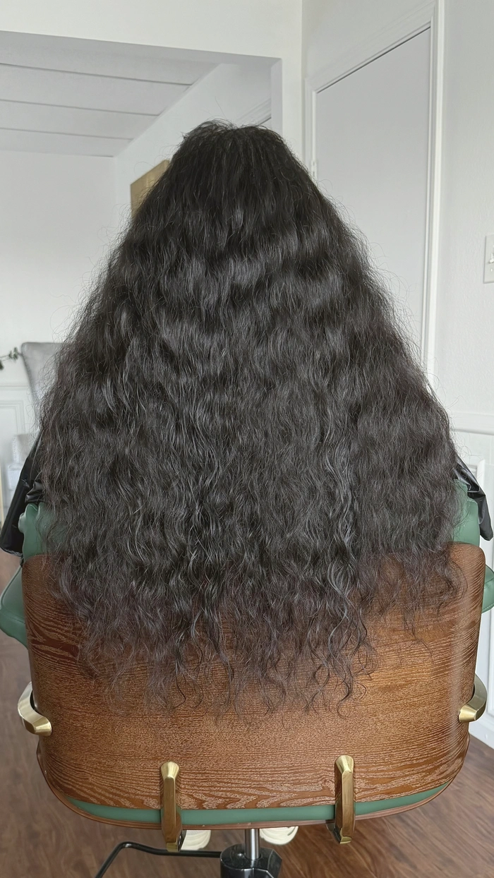 Dark brown, short to long, natural waves Micro K-Tip result
