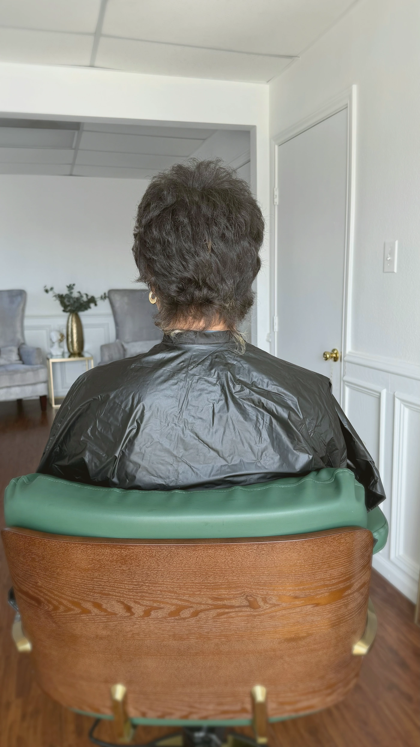 Client's natural hair before Micro K-Tip extensions
