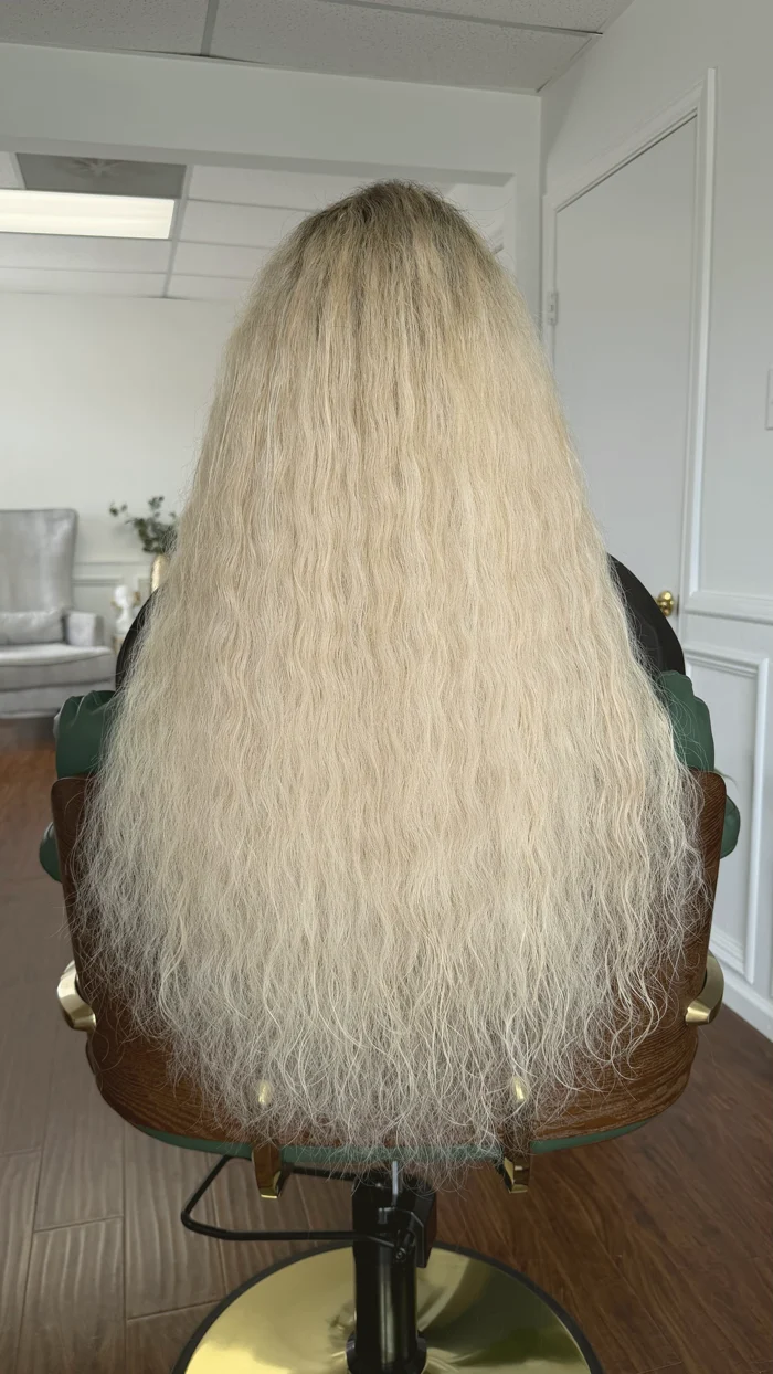Blonde, long waves Micro K-Tip result